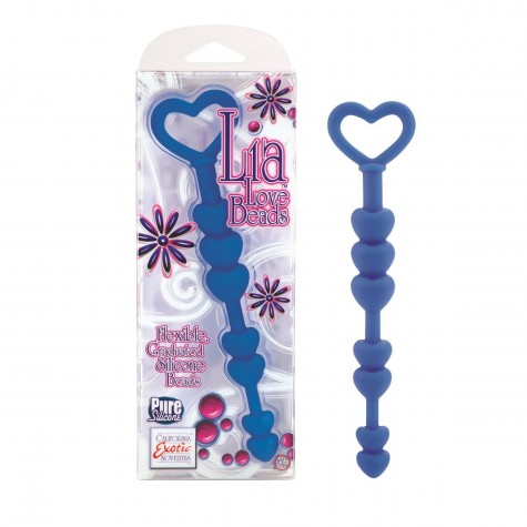 Синие анальные бусы LIA LOVE BEADS - 17,8 см.