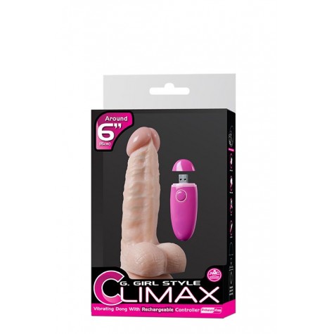 Телесный перезаряжаемый вибратор G-GIRL 6INCH PVC RECHARGEABLE VIBRATOR - 15,2 см.